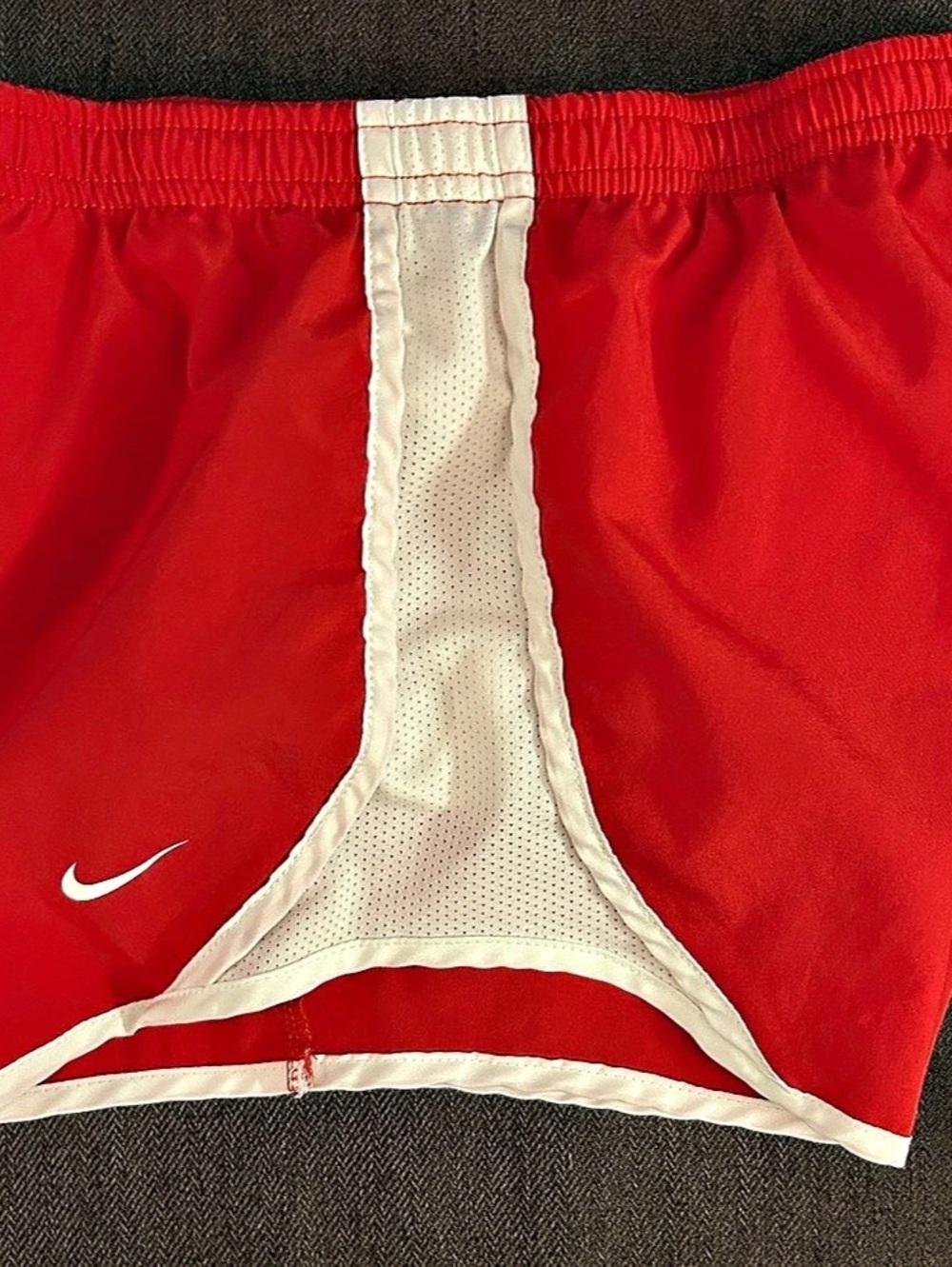 Nike Dri-FIT Tempo Running Shorts Red & White Medium